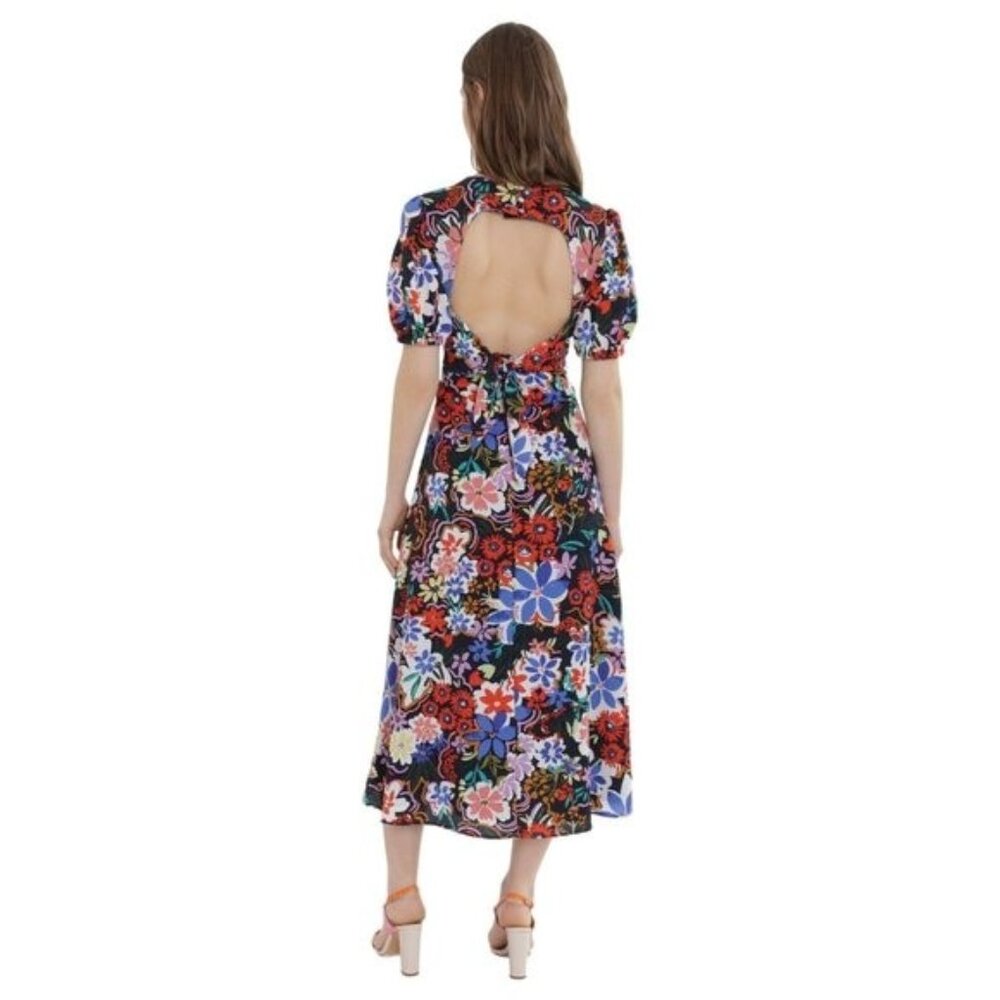 Donna Morgan Lainey Floral Open Back Midi Dress - Picture 2 of 7